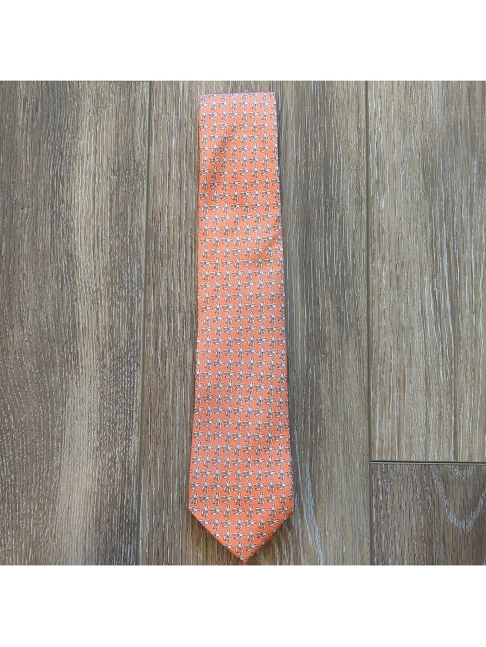 Tommy Hilfiger 100% Silk Tie Orange Blue White Lobster Marine Novelty Logo